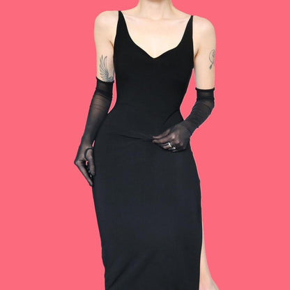 Black stretch bodycon evening dress UK 10