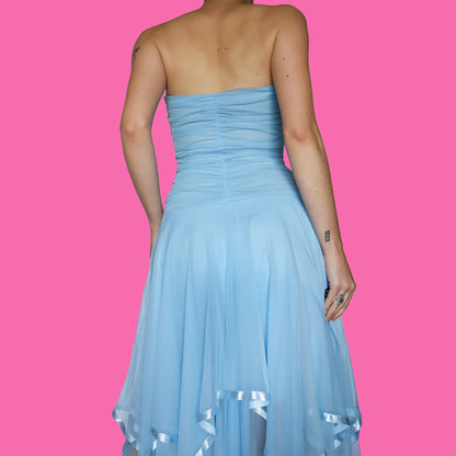YVE baby blue strapless evening dress UK S