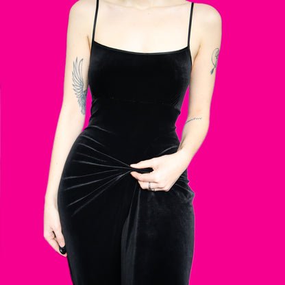 Beautiful black velvet stretch maxi dress UK 14