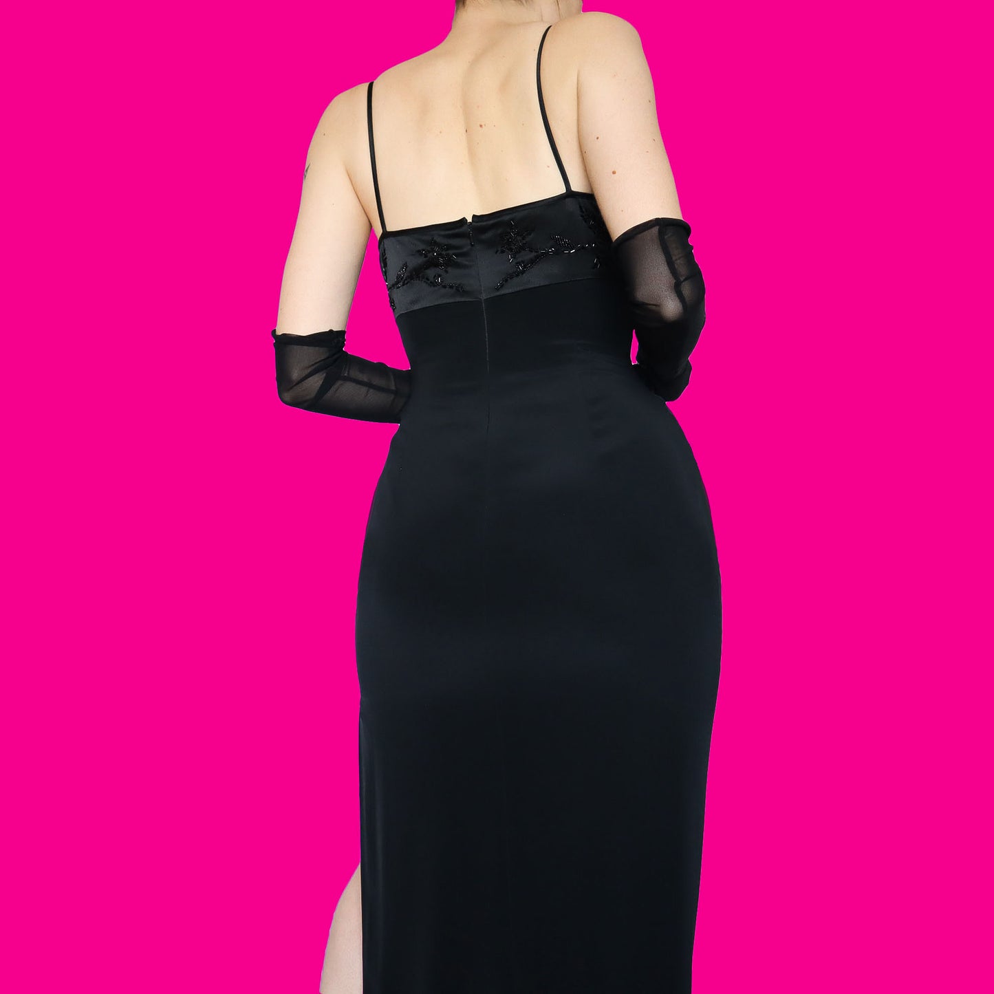 Black beaded fitted evening dress multiple sizes available