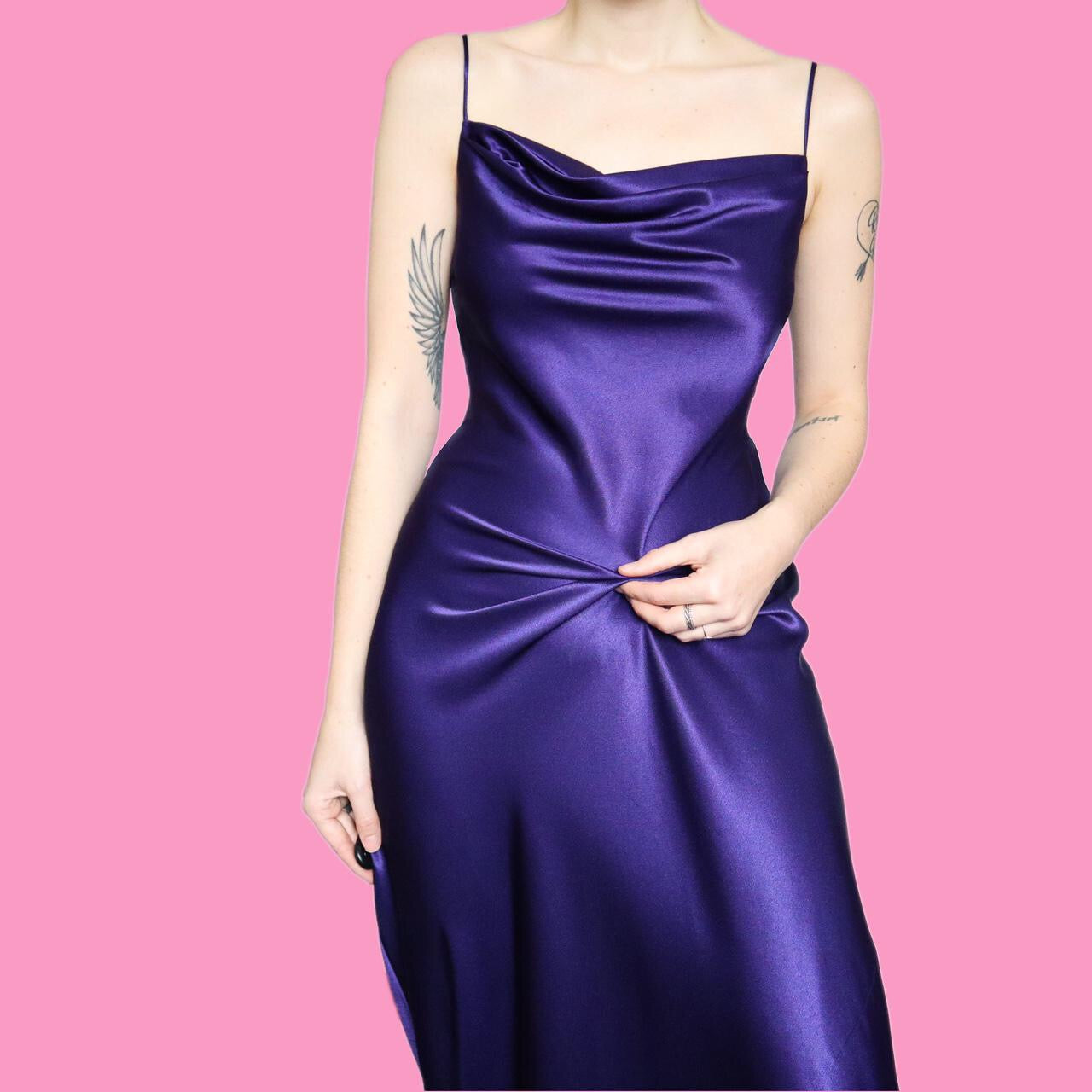 Beautiful Yessica by C&A purple silky satin slip dress UK 16