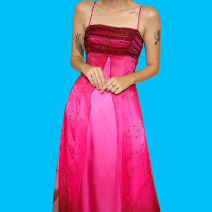 Pink glittery ombré evening dress UK 10