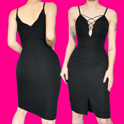 Frank Usher black diamanté mini dress UK 10