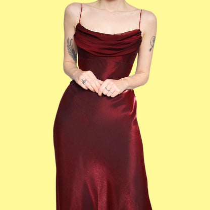 Stunning red satin evening dress UK 12