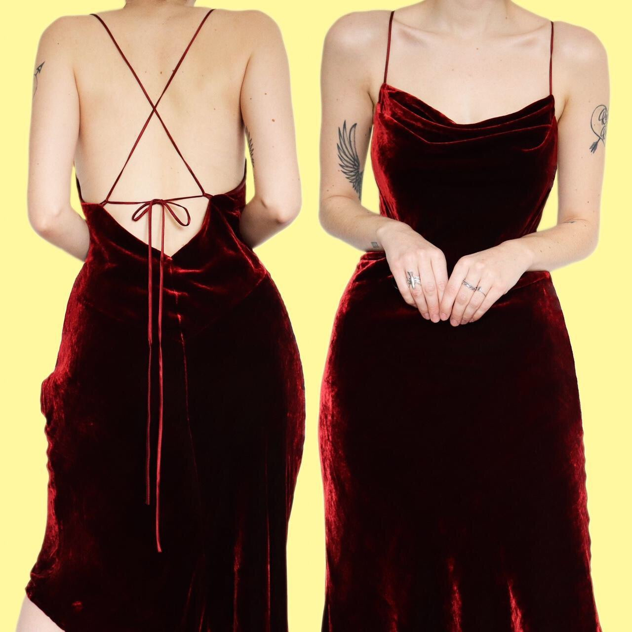 Stunning silk blend dark red velvet slip midi dress UK 14