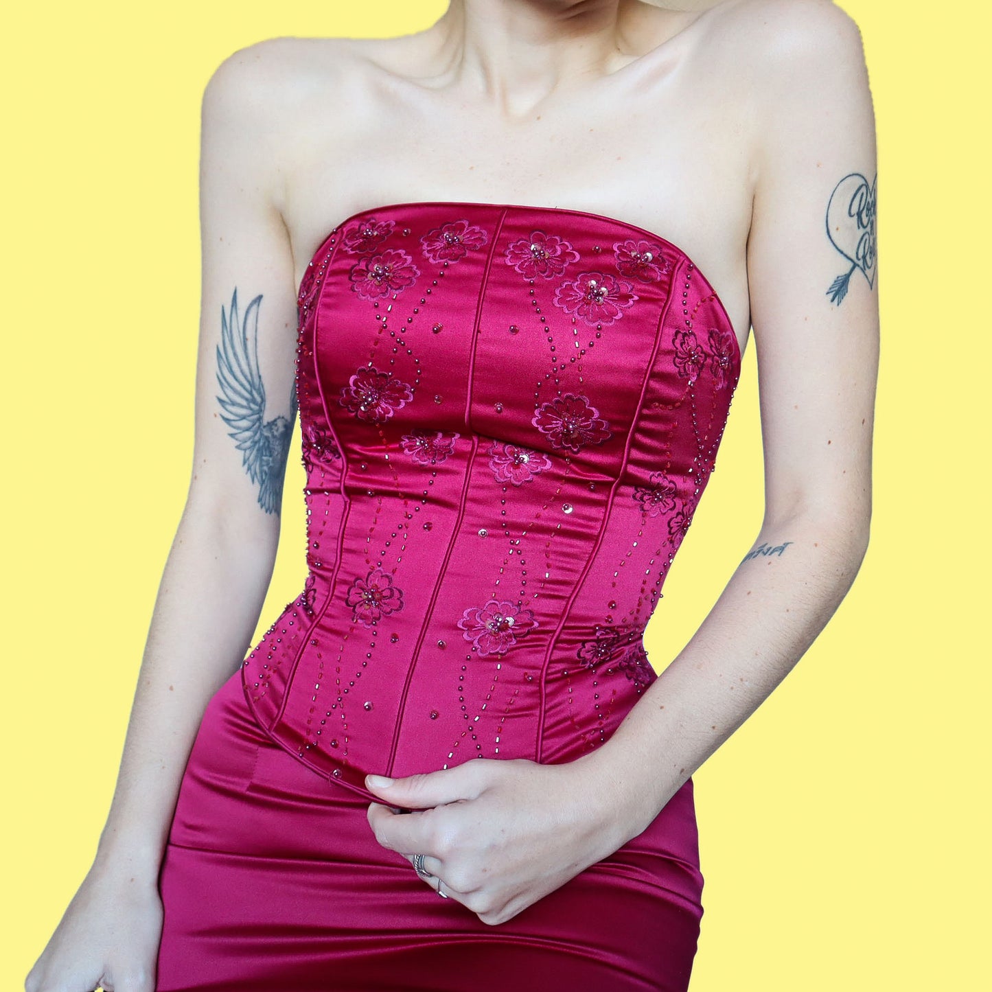 Hilary Morgan red 2 piece corset & skirt set UK 8