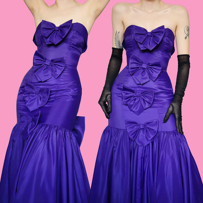 Purple After Six strapless evening dress UK 10-12