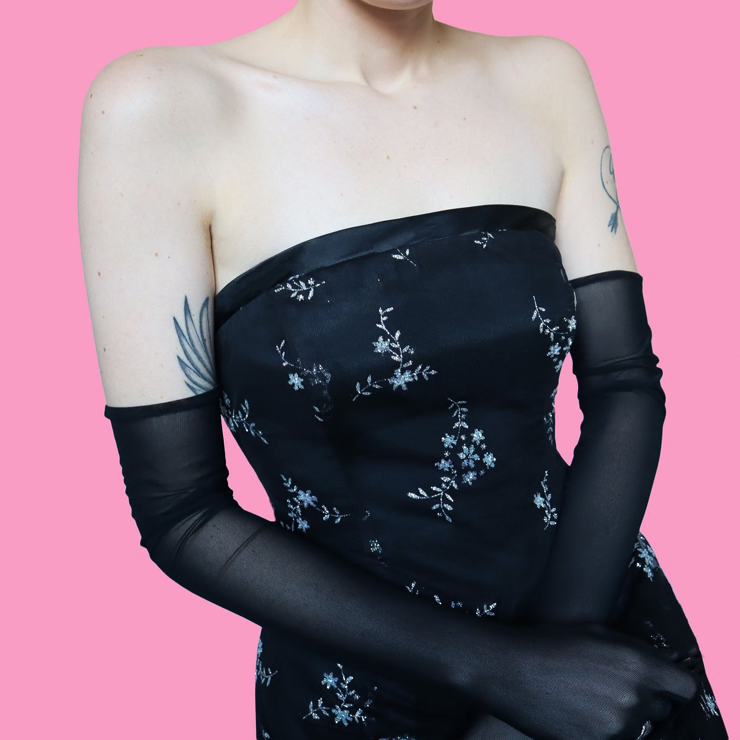 Black strapless glittery evening prom dress UK 10