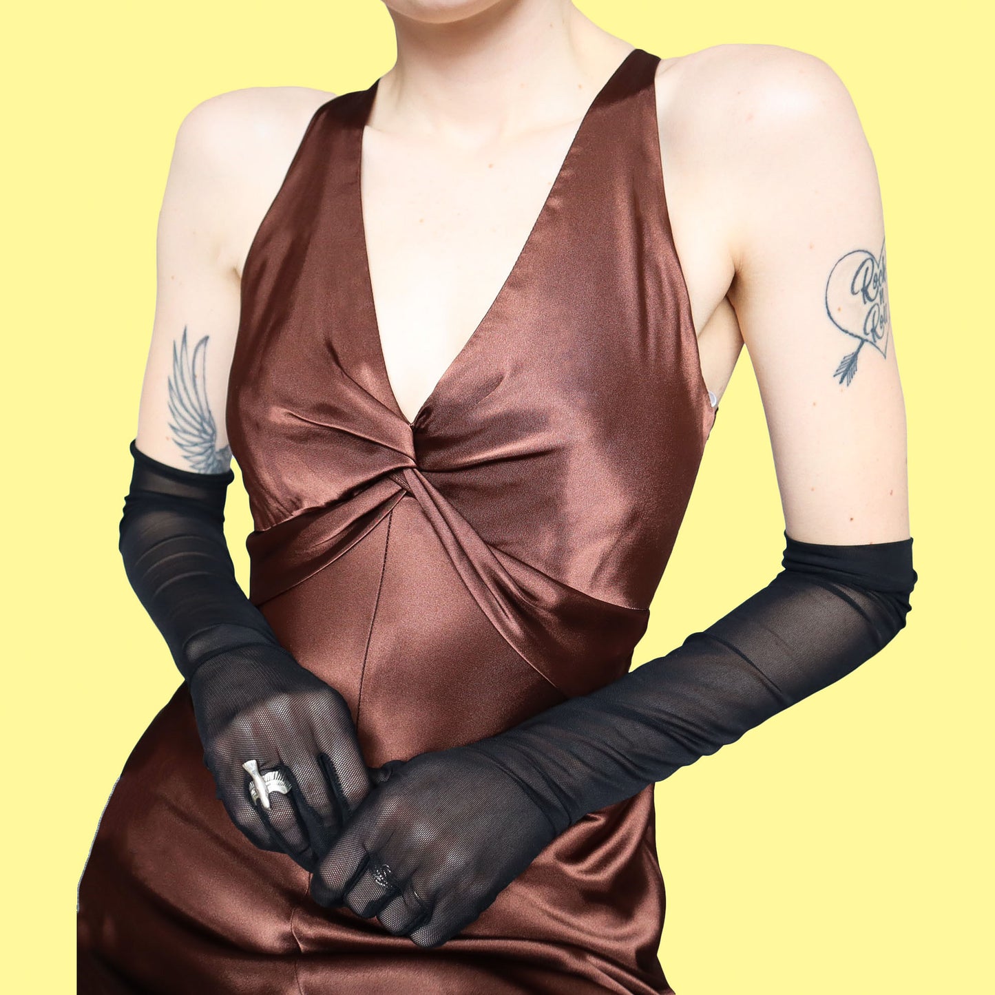 Brown Betsy & Adam satin evening dress UK 8