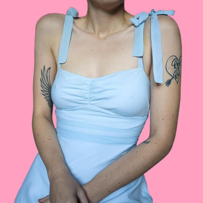 Super cute baby blue 100% silk Maria Grachvogel midi dress UK 10-12