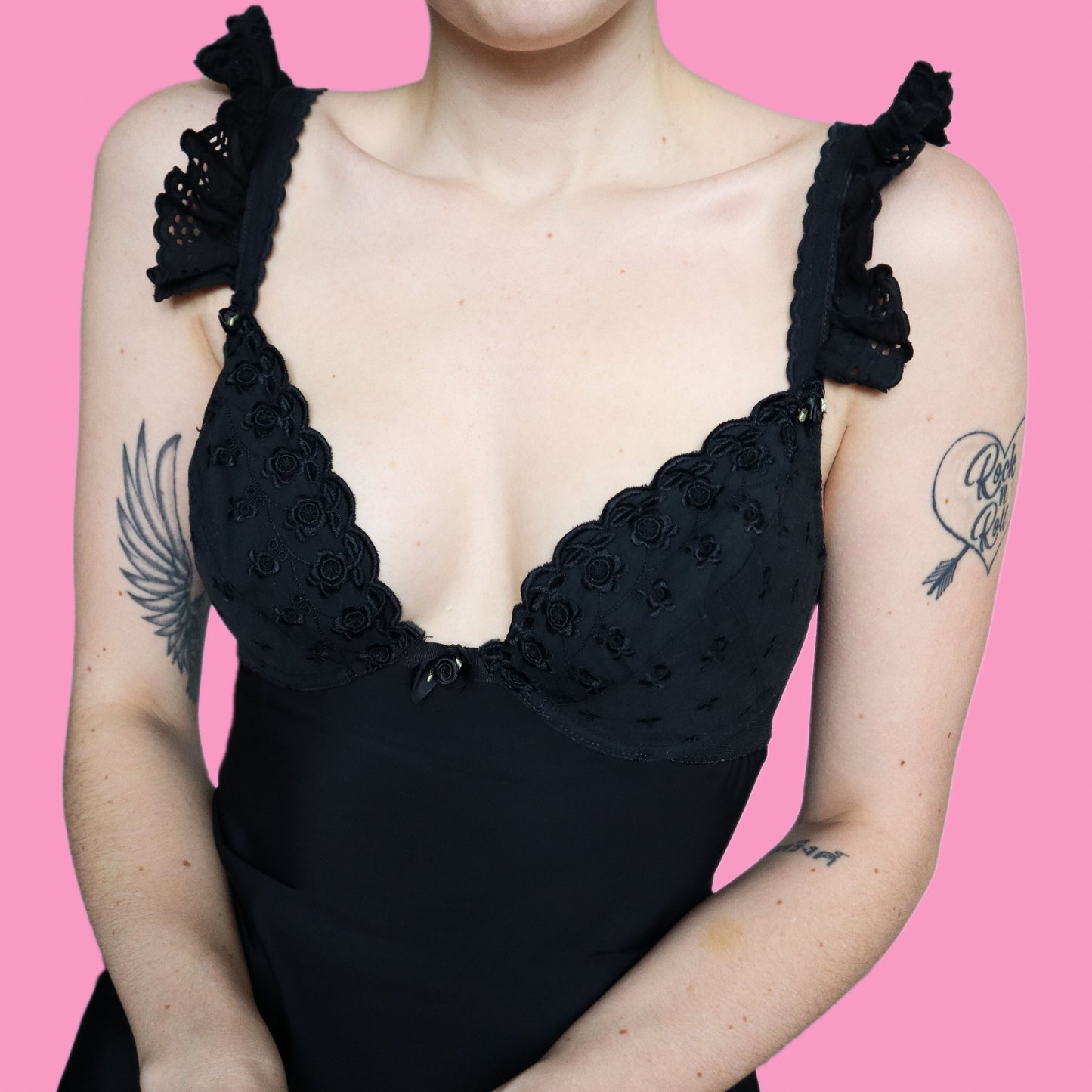 Beautiful chic black stretch bra mini dress UK 12