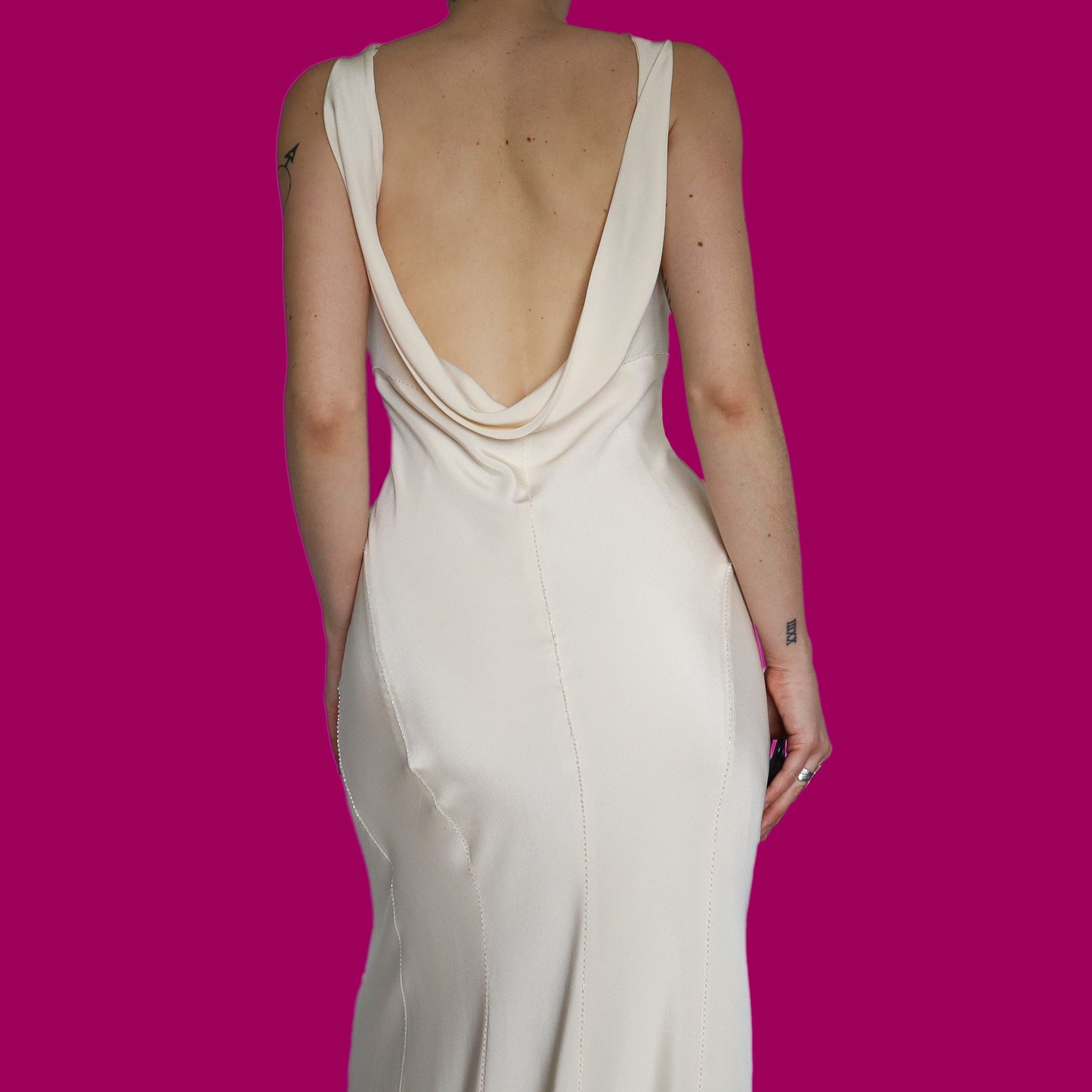 Beautiful off white 100% silk wedding slip dress UK 14