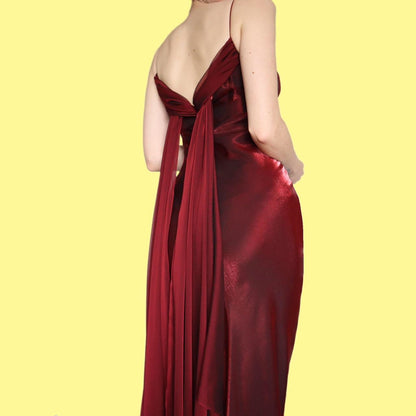 Stunning red satin evening dress UK 12