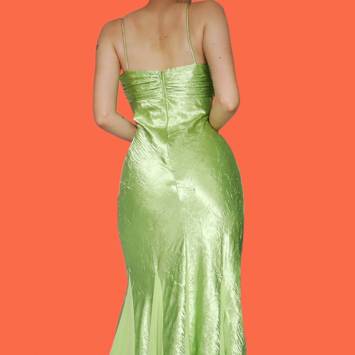 Green diamanté evening prom dress UK 10