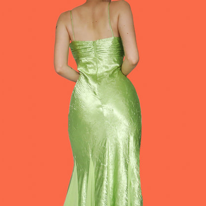 Green diamanté evening prom dress UK 10