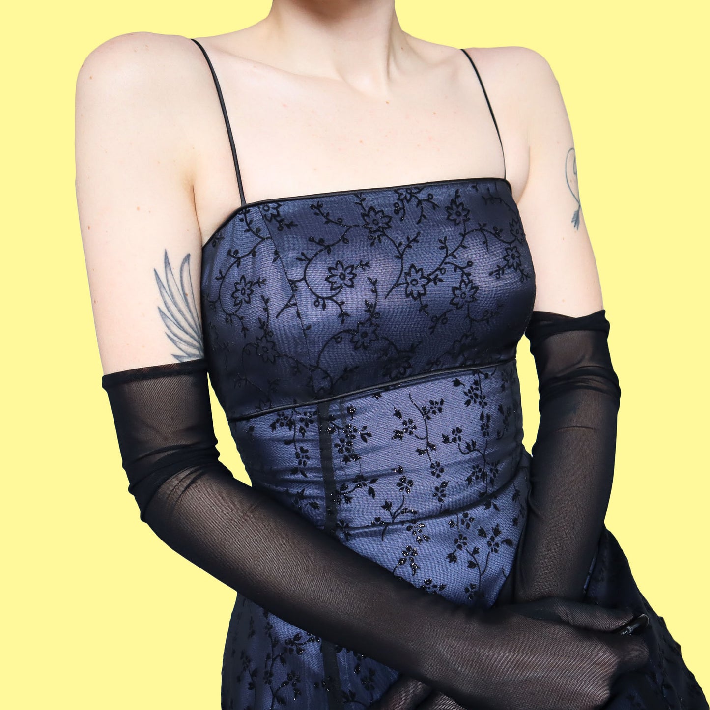 Blue glittery floral a-line prom evening dress UK 10