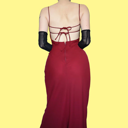 Red open back evening dress UK 8
