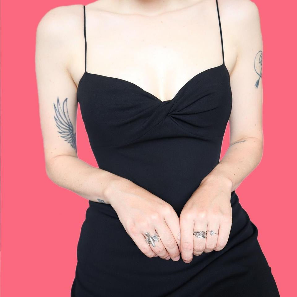 Chic black stretch slip dress UK 8