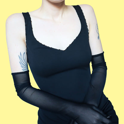 Black sheer back evening dress UK 12