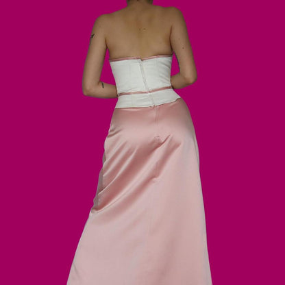 Hilary Morgan pink strapless evening dress & shawl UK 12