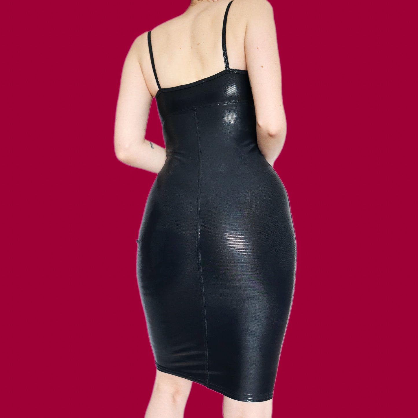 Silky black bodycon mini dress UK XS