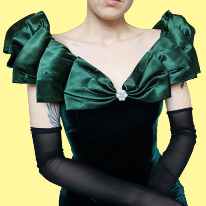 Dark green velvet cold shoulder evening dress UK 12