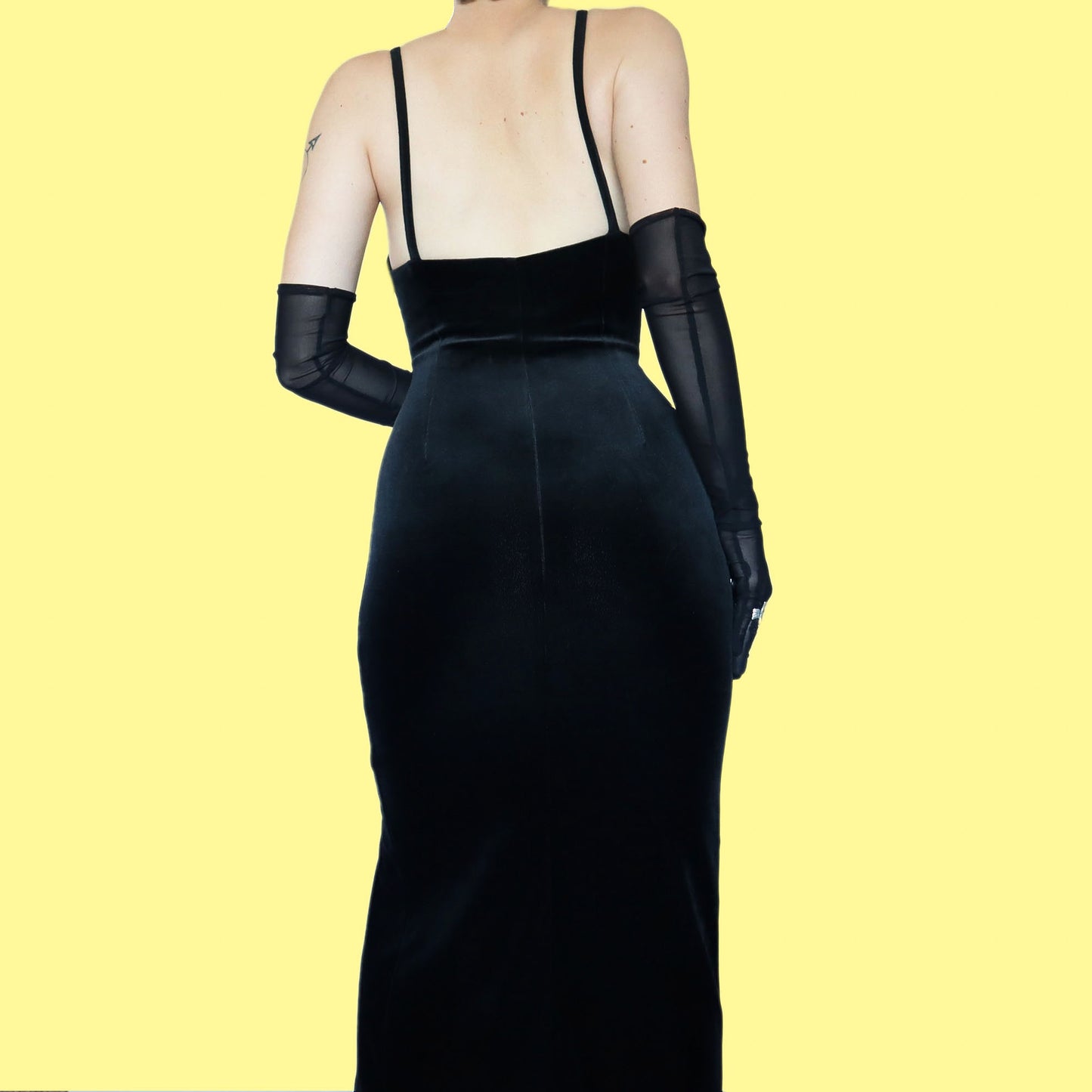 Black velvet beaded midi dress UK 10