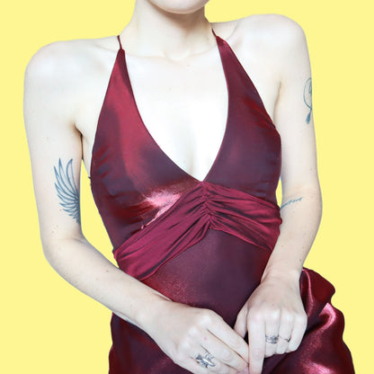 Petite Dave & Johnny silky burgundy evening dress UK 8