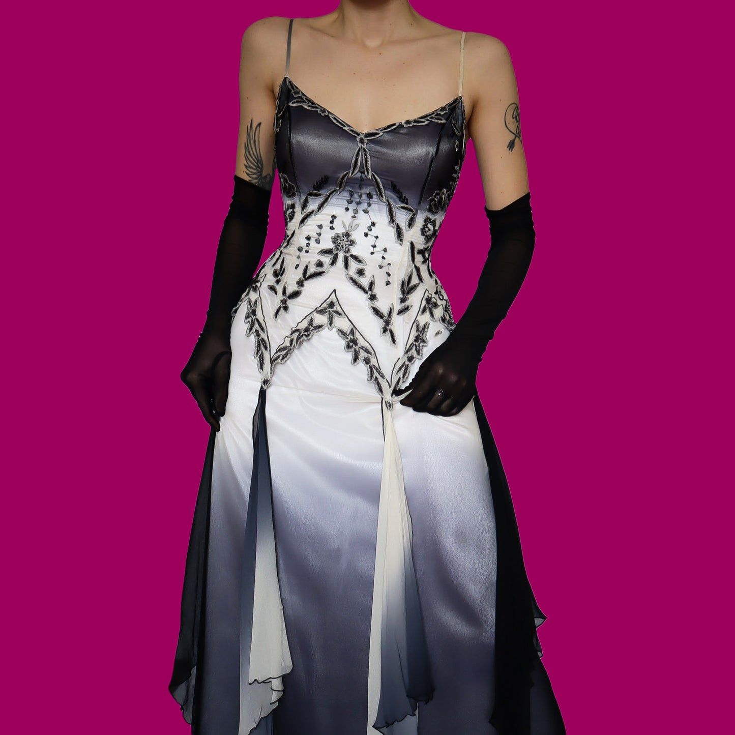 YVE London 100% silk evening dress UK 12
