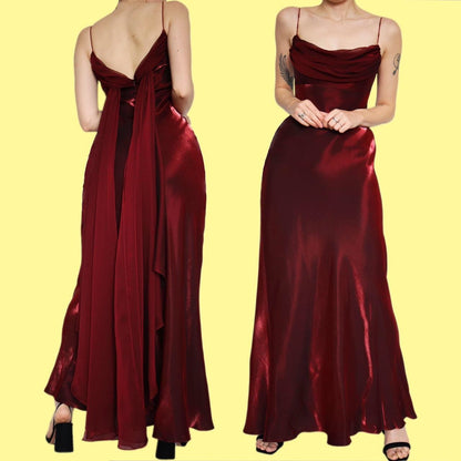 Stunning red satin evening dress UK 12