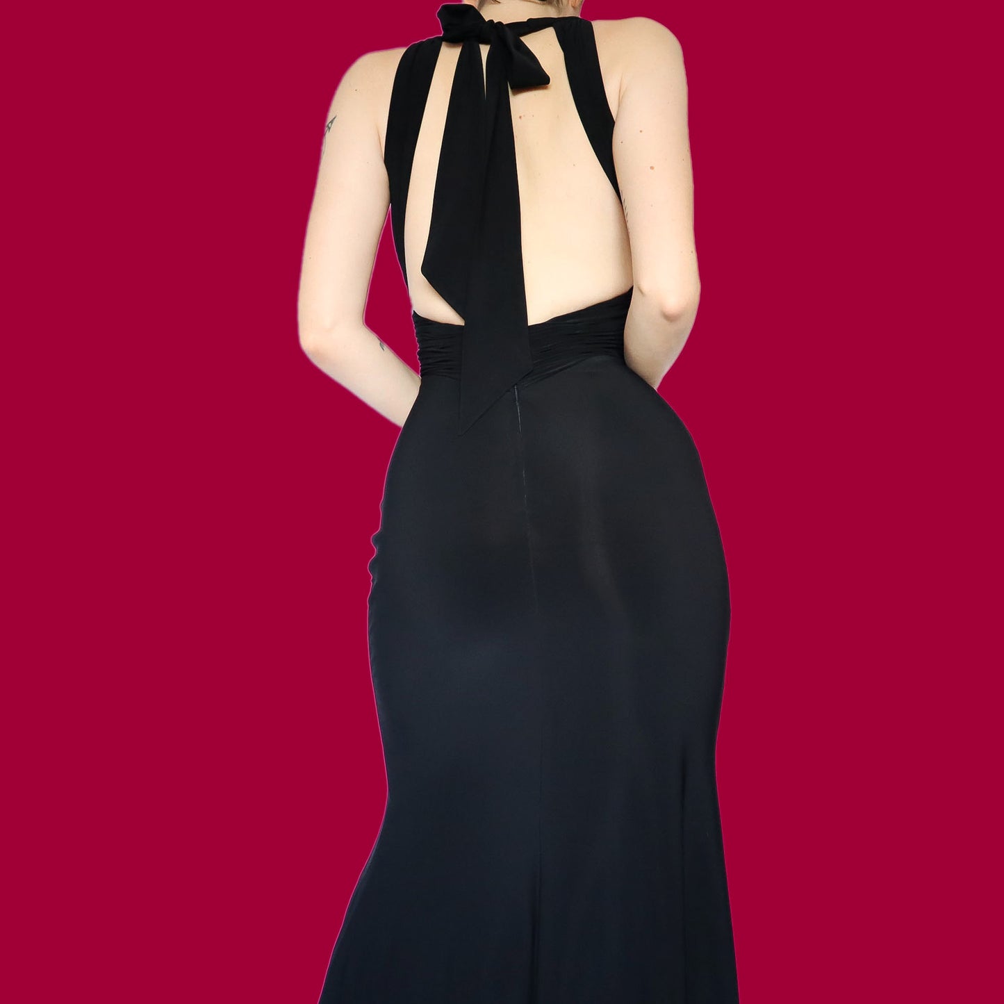Chic black stretch evening dress UK 6