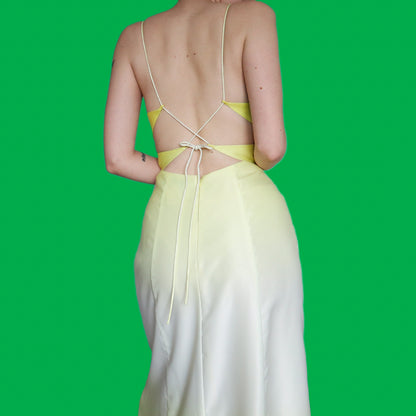 Beautiful yellow ombré beaded evening dress UK 12