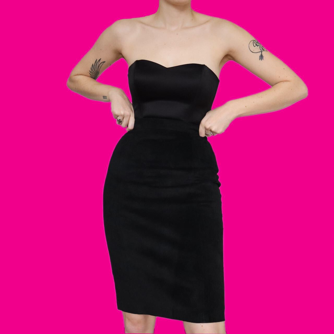 Super chic black 100% real suede leather skirt UK 8