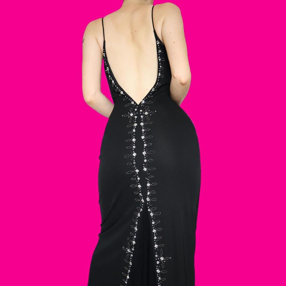 Black gem detail evening dress UK 12
