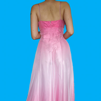 Stunning pink ombré satin evening dress UK 10