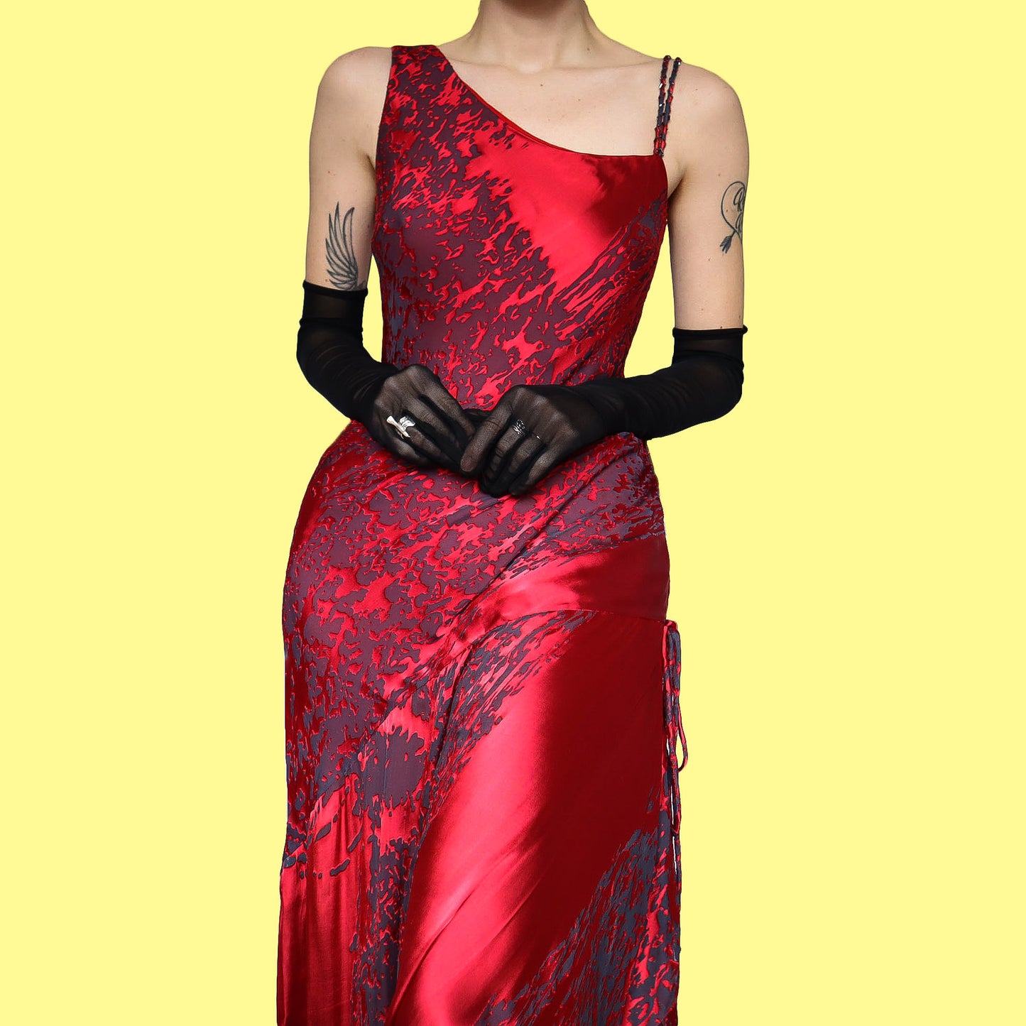 Red After Six silk blend evening dress UK 12