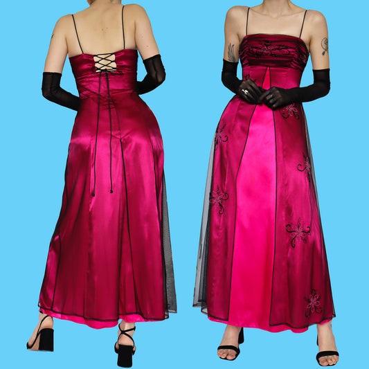 Pink beaded evening dress UK 8