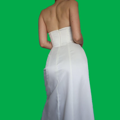 White strapless evening dress UK 8