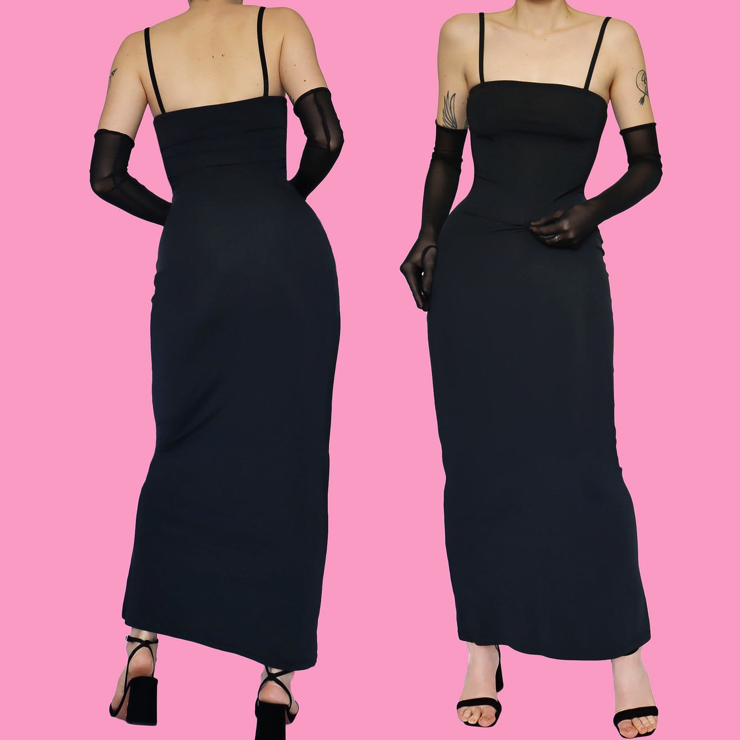 Black Nick Coleman bodycon stretch evening dress UK S