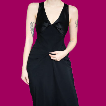 Stunning black strappy back evening dress UK 8