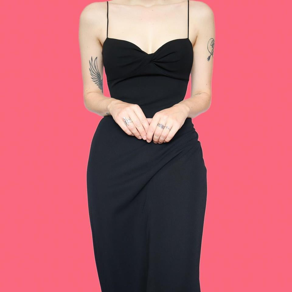 Chic black stretch slip dress UK 8