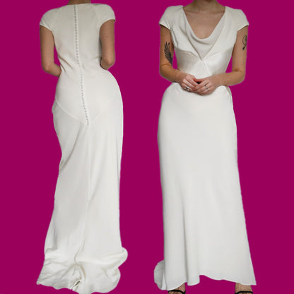 Stunning white Debut wedding dress with trail UK 8