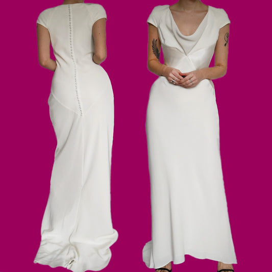 Stunning white Debut wedding dress with trail UK 8