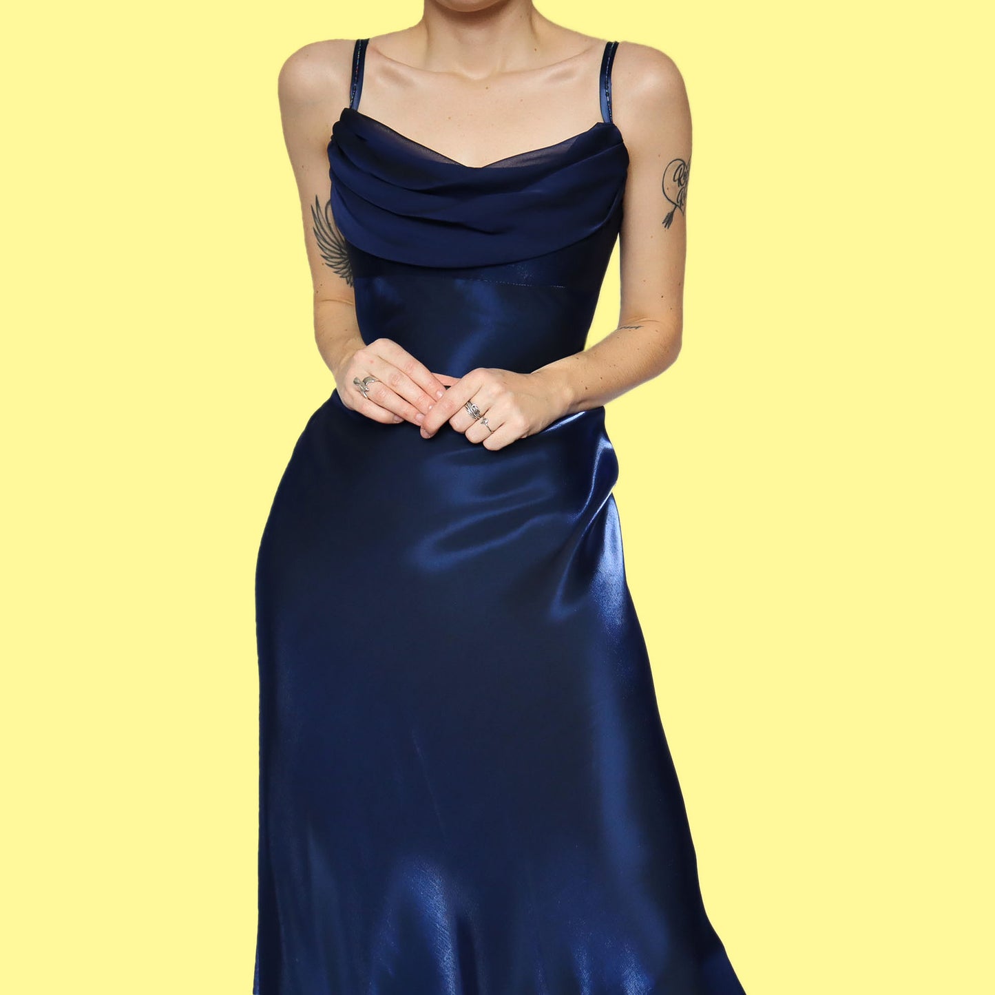 Dave & Johnny silky blue slip evening dress UK 14