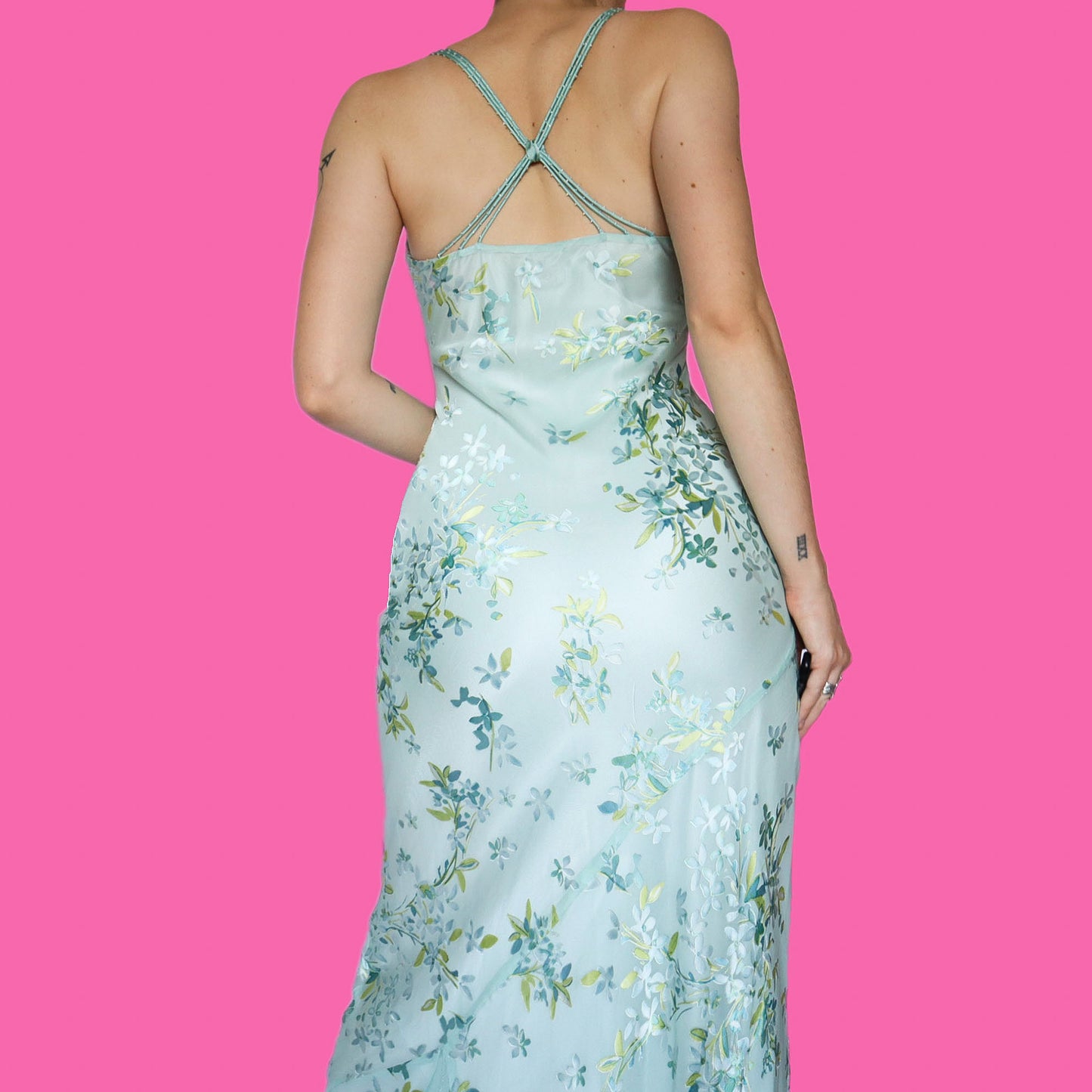 Silk blend floral slip evening dress UK 10