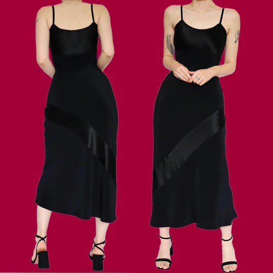 Beautiful Laura Ashley black satin slip dress UK 12