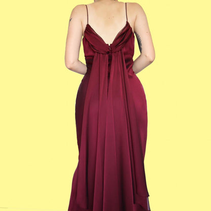 Beautiful burgundy chiffon evening slip dress UK 10 & UK 12