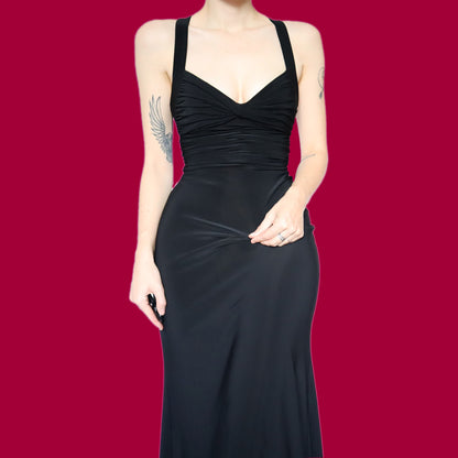 Chic black stretch evening dress UK 6