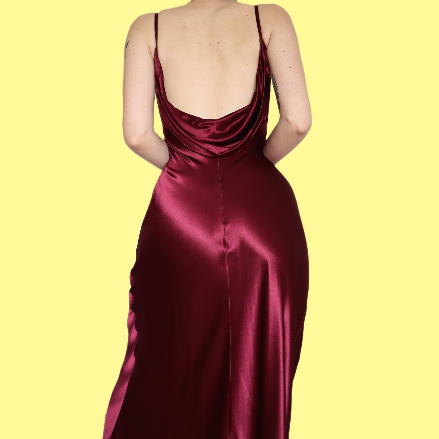 Beautiful red satin slip open back dress UK 10
