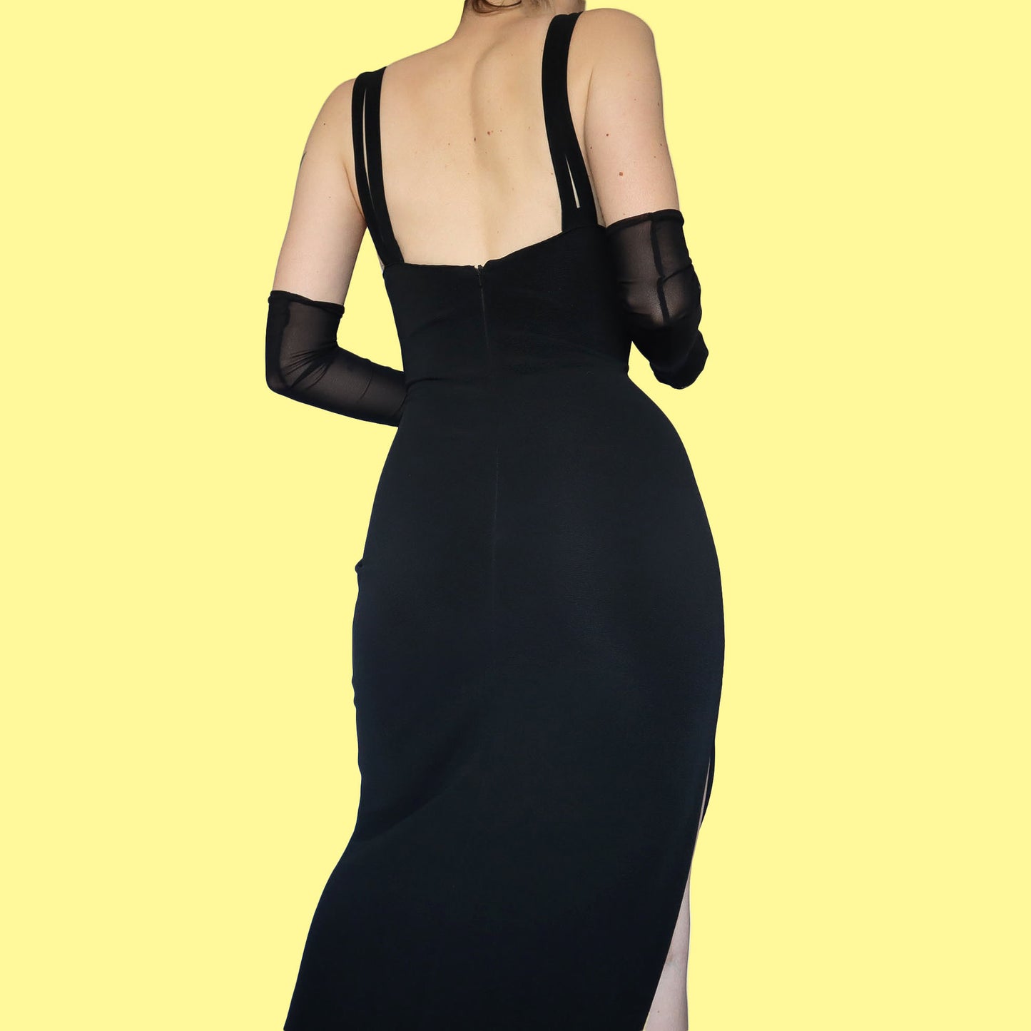 Chic black cut out detail evening dress UK 12